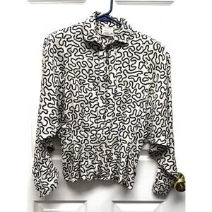 Francesca Damón Starington Blouse Silk Abstract Print Women’s Size 10 Vintage